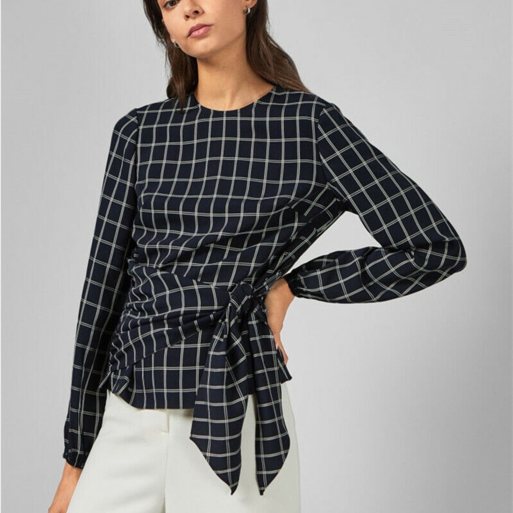 Ted Baker Women's Navy Checkered Top